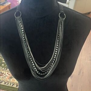 Simply Vera multi strand necklace with adjustable ribbon tie, EUC